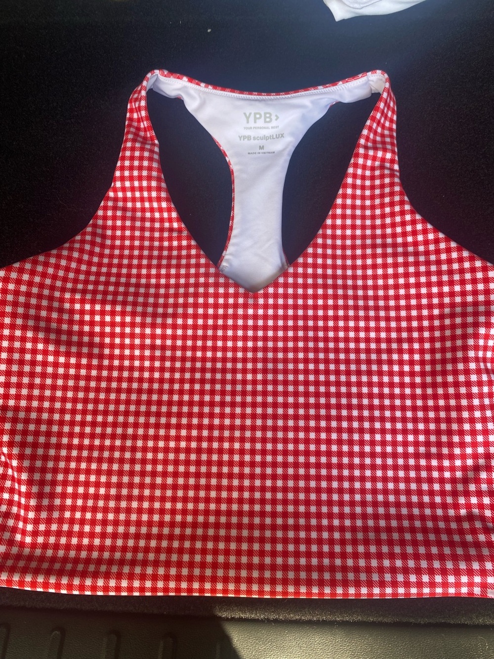 Red Gingham Racerback Crop Top